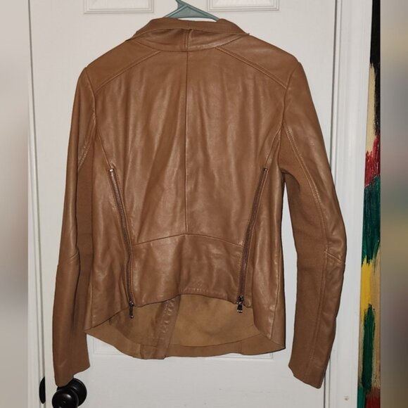 Trouve Brown Genuine Leather Asymmetrical Jacket - Picture 5 of 11